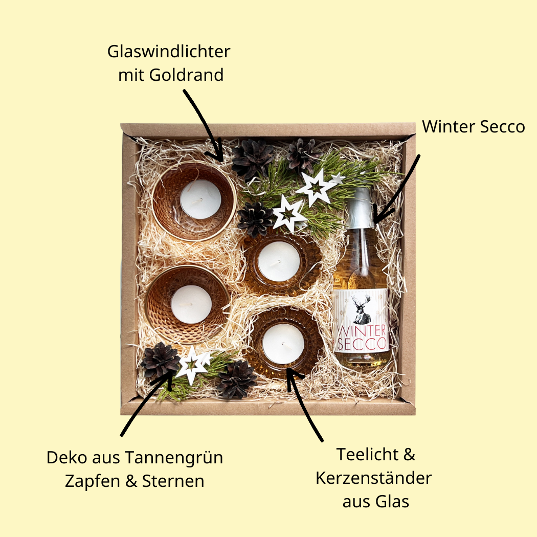Kerzenlicht Geschenk Box mit Weihnachtsdeko