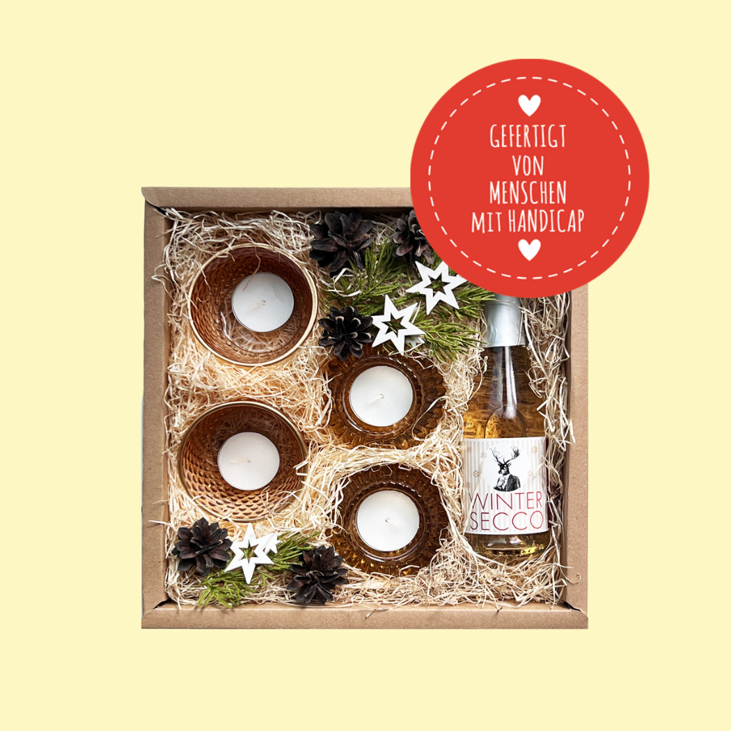 Kerzenlicht Geschenk Box mit Weihnachtsdeko
