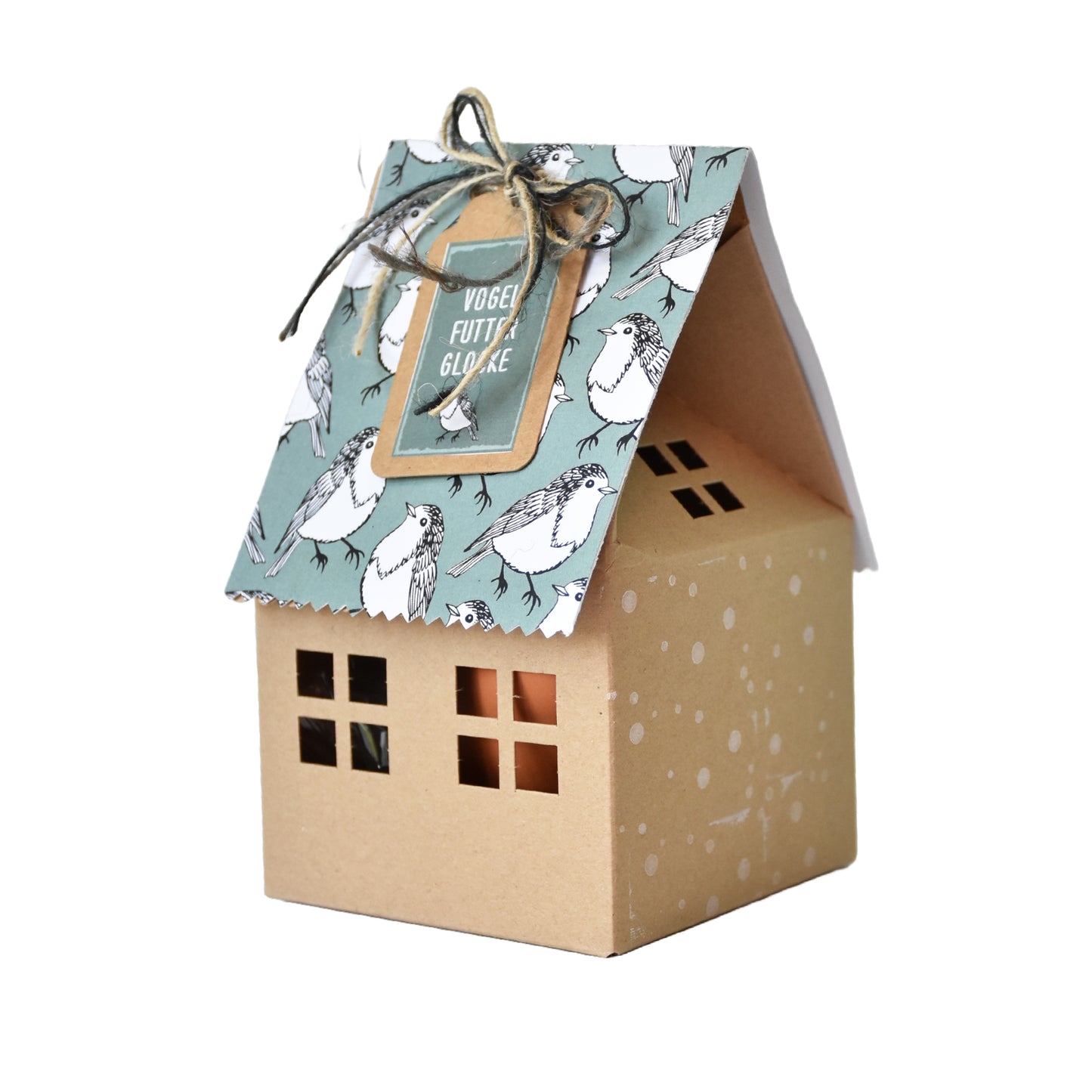 Liebevoll gestaltete Geschenkbox in Hausform