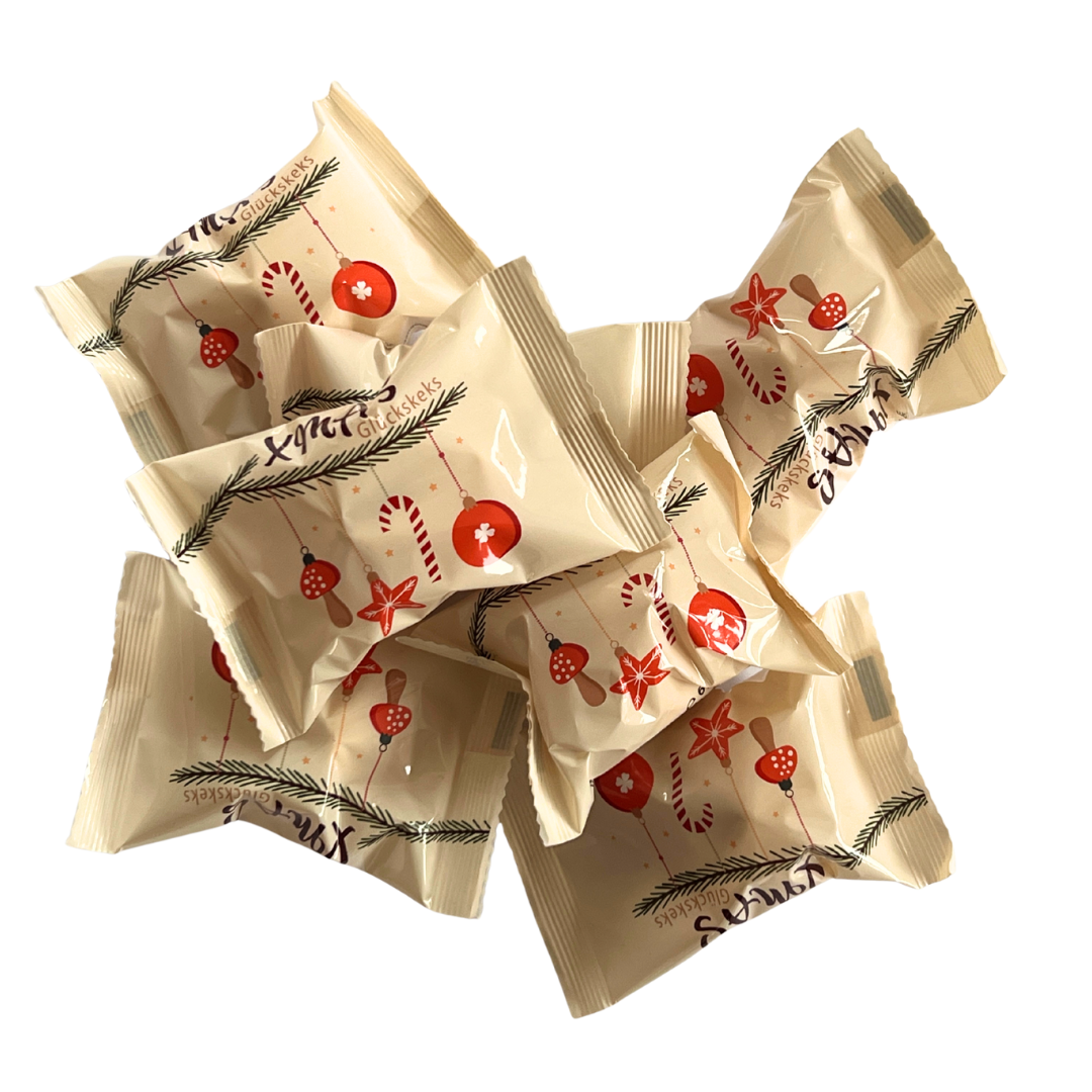 Adventskalender Geschenk Box mit 24 weihnachtlichen Glückskeksen