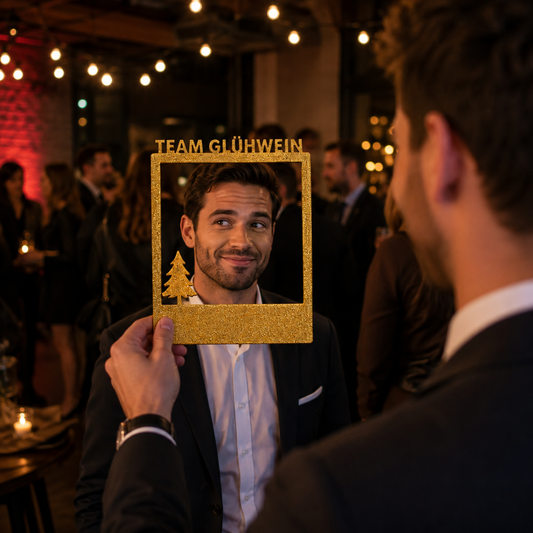 Selfie Rahmen Team Glühwein Gold XL personalisierbar