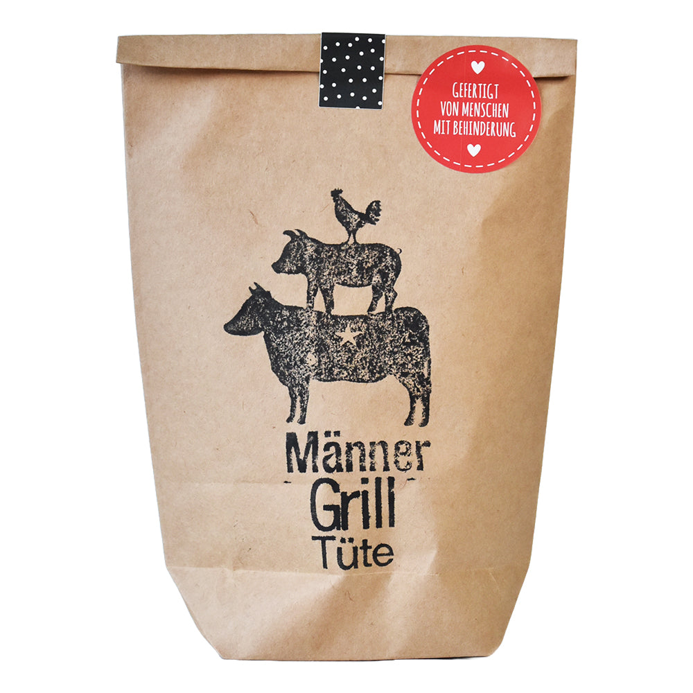 Wundertüte in braun mit Stempelaufdruck Männergrilltüte