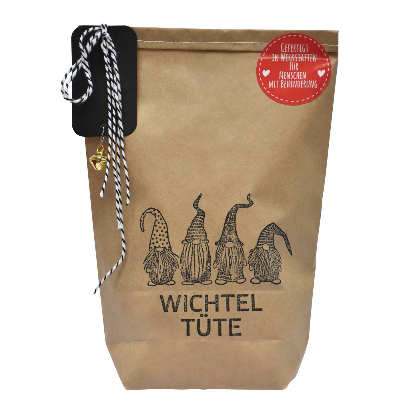 Überrasche Freunde, Kollegen oder Familie mit der Wichtelwundertüte mit Glockenanhänger. Die perfekte Idee für lustige Wichtelabende und Weihnachtsfeiern