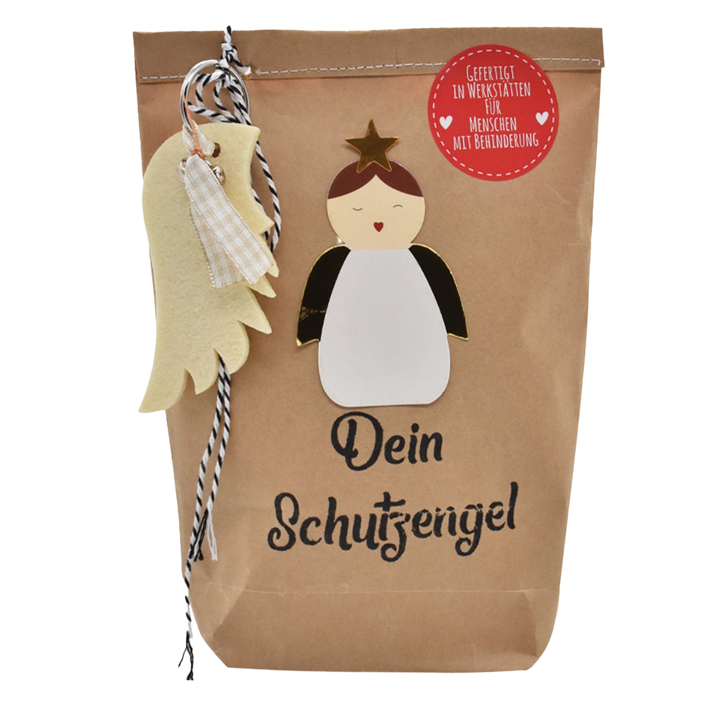 Dein Schutzengel Geschenk, Wundertüte mit Flügel Schlüsselanhänger