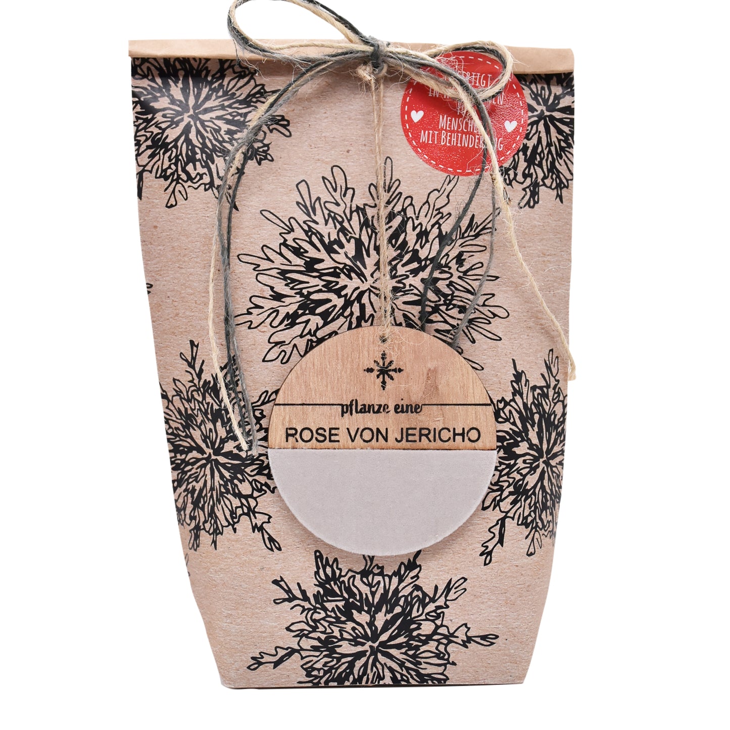 Wundertüte Rose von Jericho bedruckt mit der Rose von Jericho und Dekoanhänger