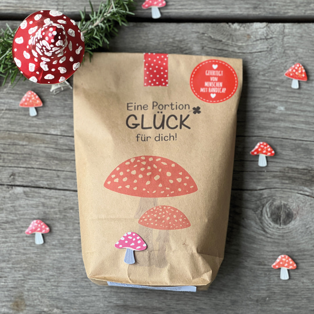 Eine Portion Glück für dich - Glückspilz Tüte für die extra Portion Glück