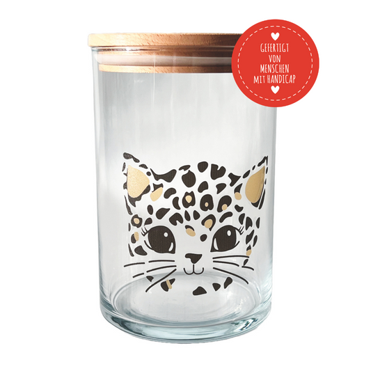 Vorratsglas mit Katze im Leoprint – schön und praktisch zugleich
