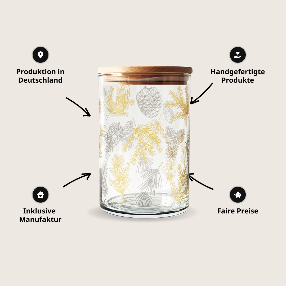 Vorratsglas Tannengold – Eleganz für deine Weihnachtsschätze