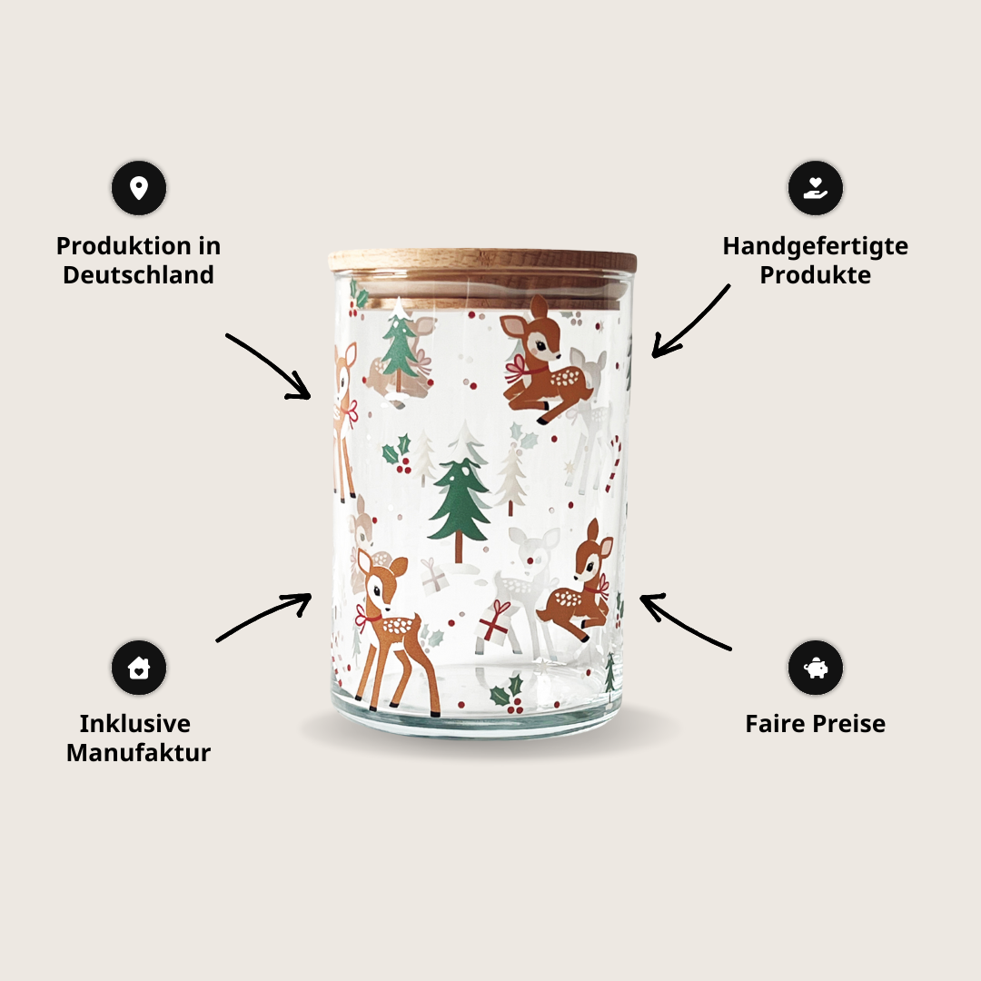Vorratsglas Waldschatz – Festliche Dose mit Rehen
