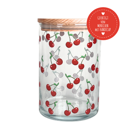 Vorratsglas mit Holzdeckel Kirschen