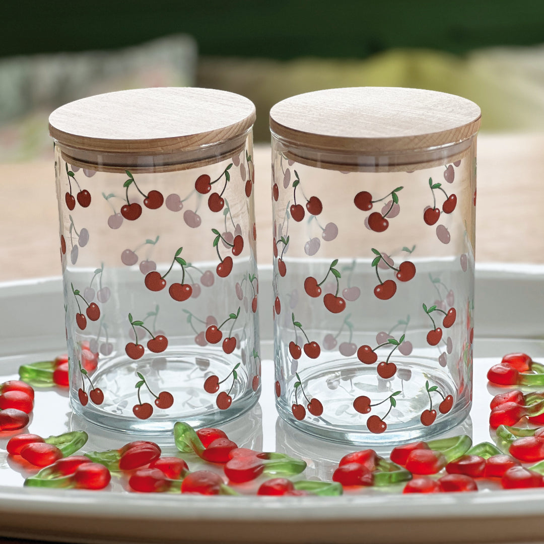 Vorratsglas mit Holzdeckel Kirschen