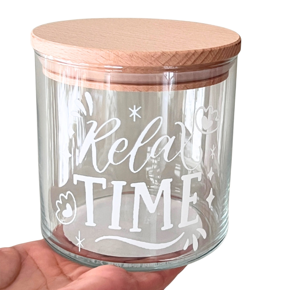 Glasdose Relax Time mit Holzdeckel