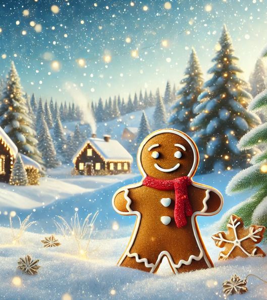 Lebkuchenmann in der Weihnachtslandschaft