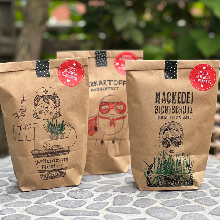 Pflanzenretter-, Superkartoffel Anzuchtset und Nackedei Sichtschutz Tüte