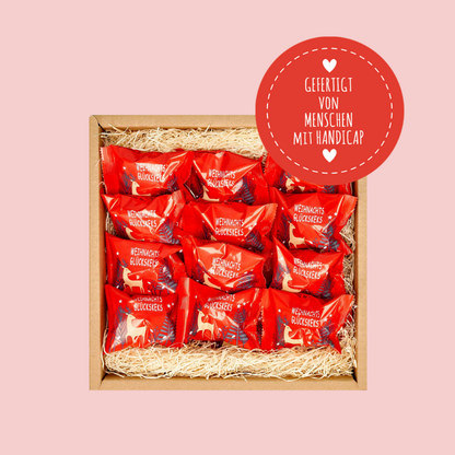 Adventskalender Geschenk Box mit 24 weihnachtlichen Glückskeksen