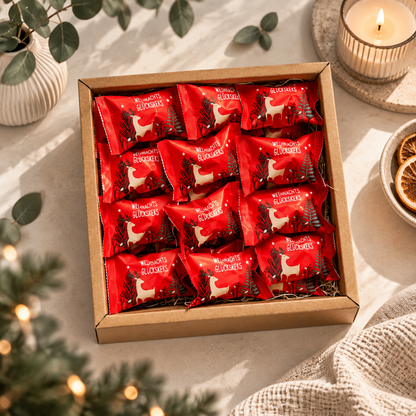 Adventskalender Geschenk Box mit 24 weihnachtlichen Glückskeksen