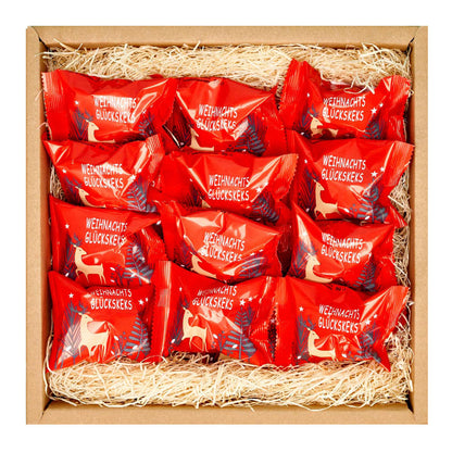Adventskalender Geschenk Box mit 24 weihnachtlichen Glückskeksen
