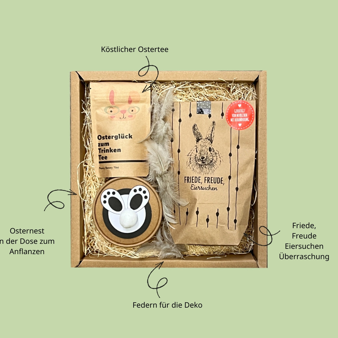Geschenkbox Osterzeit mit Hoppelhasen
