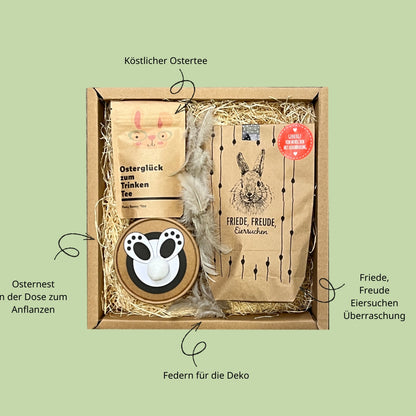 Geschenkbox Osterzeit mit Hoppelhasen