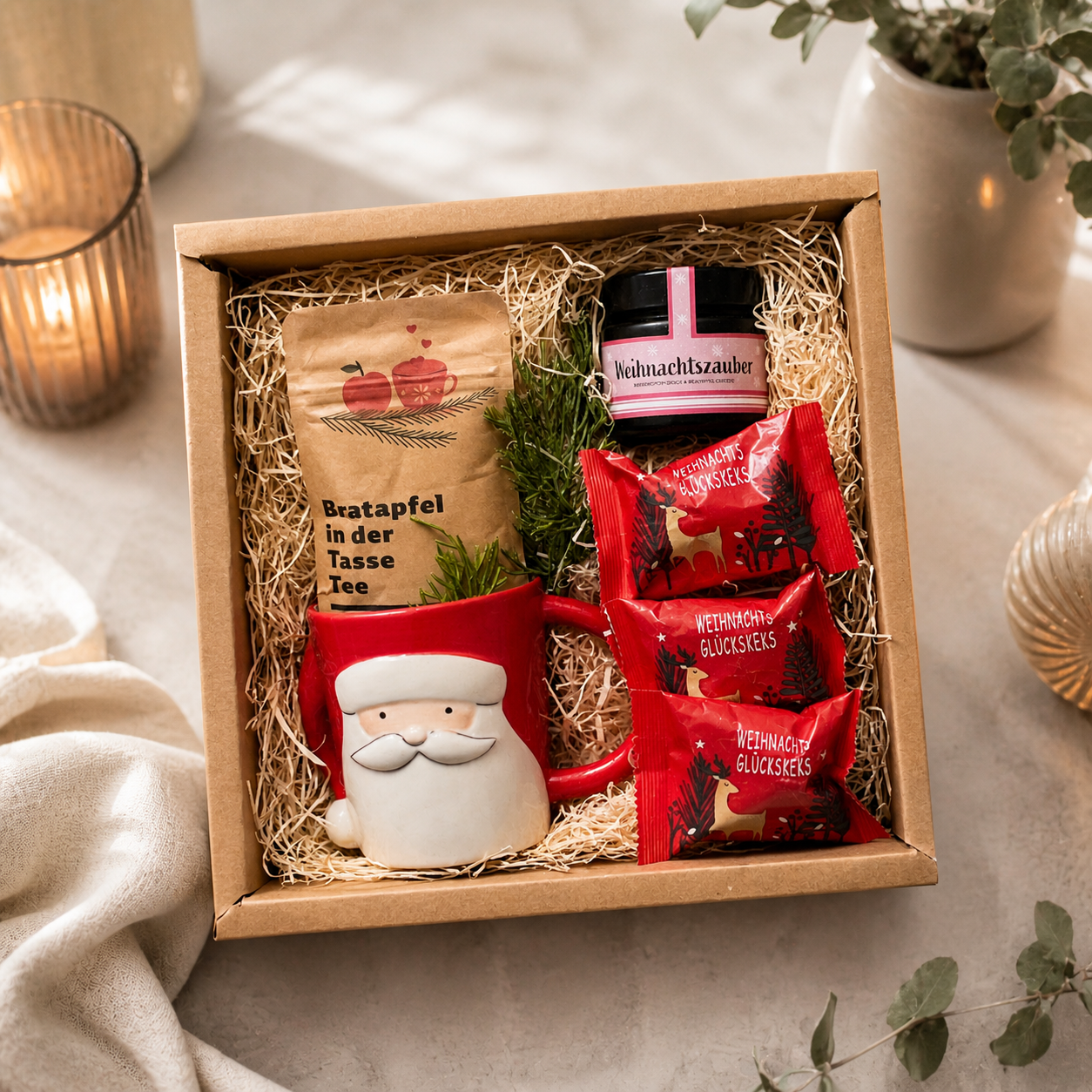 Weihnachtspräsent mit Weihnachtstasse