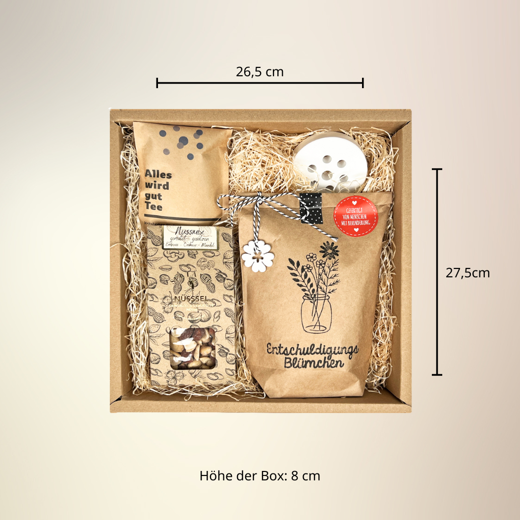 Entschuldigungsbox mit Blümchen