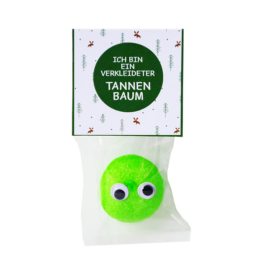 grüner Marshmellow zum essen mit Spruch Ich bin ein verkleideter Tannenbaum