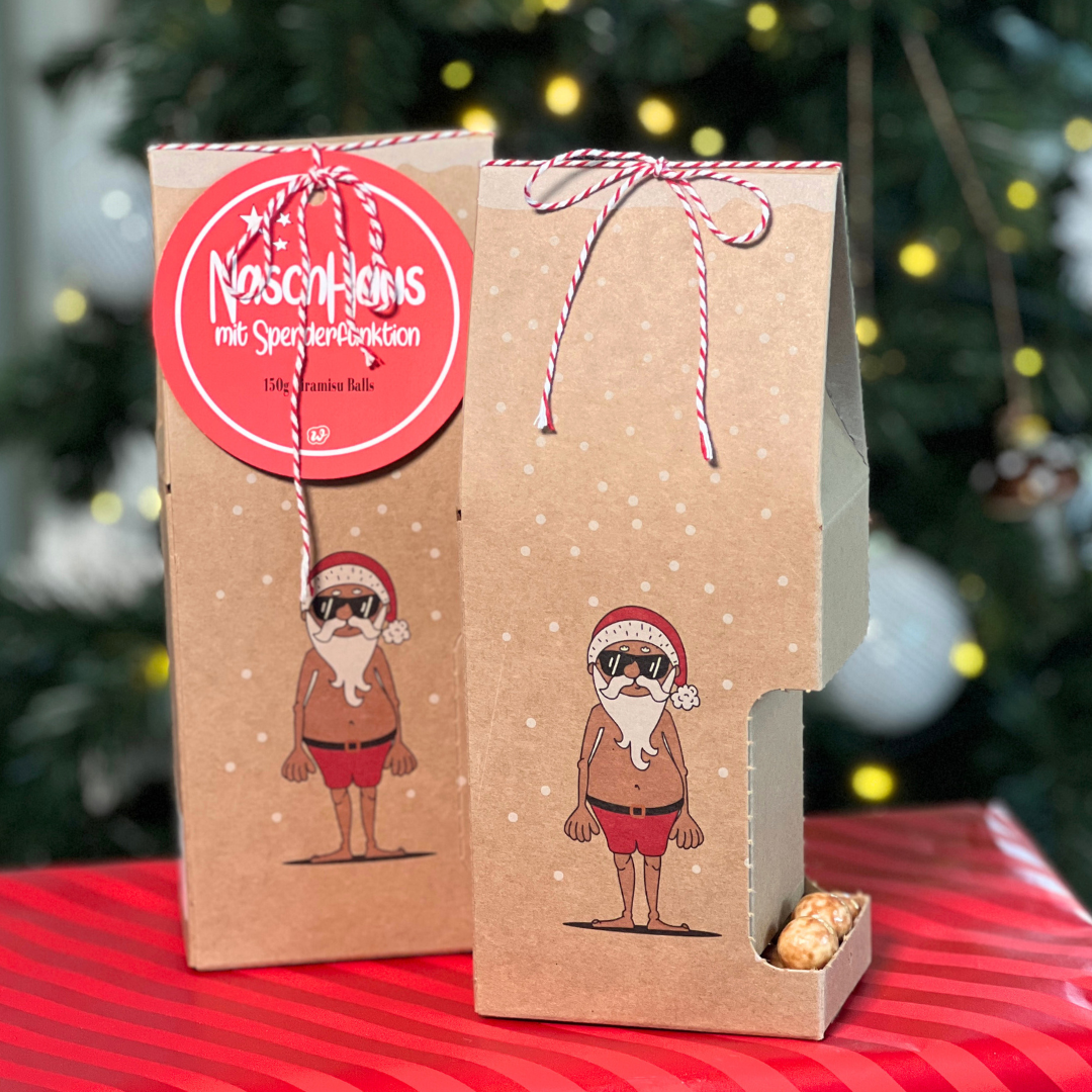 Weihnachtliche Schreibtischdekoration Naschhaus mit Santa-Motiv