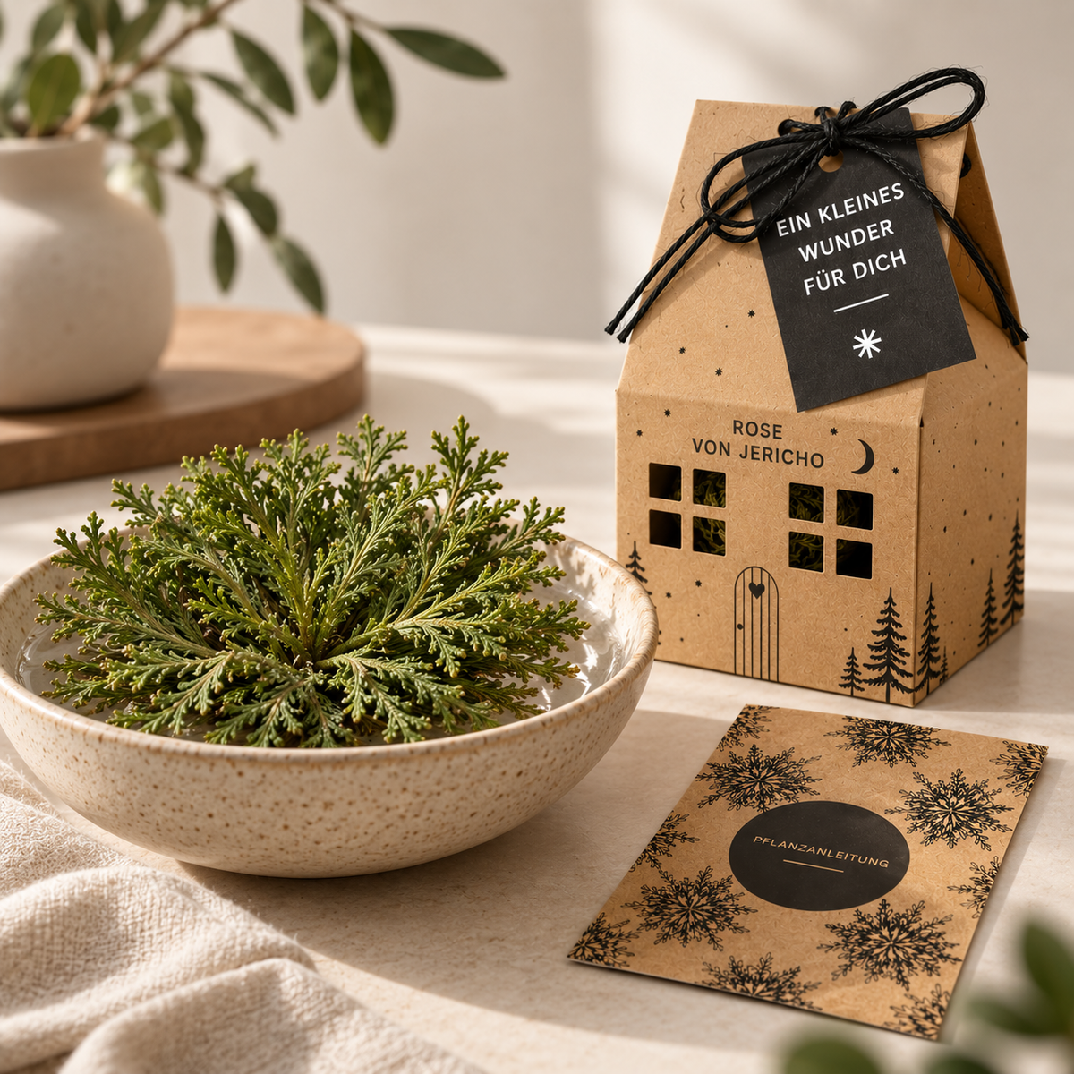Rose von Jericho Geschenk in Hausschachtel