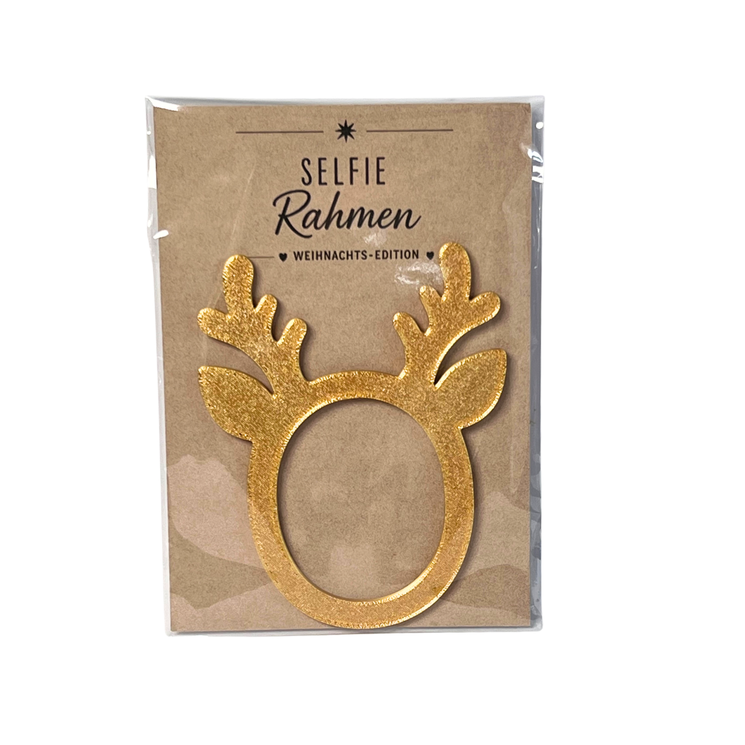 Selfie Rahmen Weihnachtselch gold