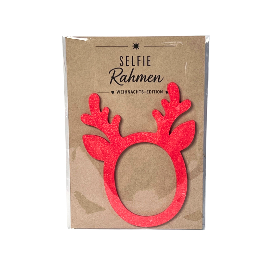 Selfie Rahmen Weihnachtselch rot