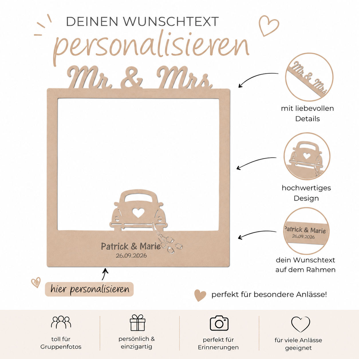 Hochzeit Polaroid Rahmen Premium