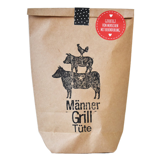Wundertüte in braun mit Stempelaufdruck Männergrilltüte