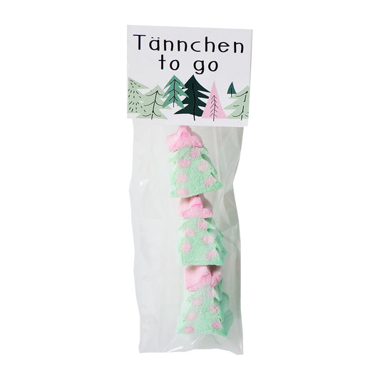 3 Tännchen Marshmellow verpackt in eine Tüte mit witzigem Spruch