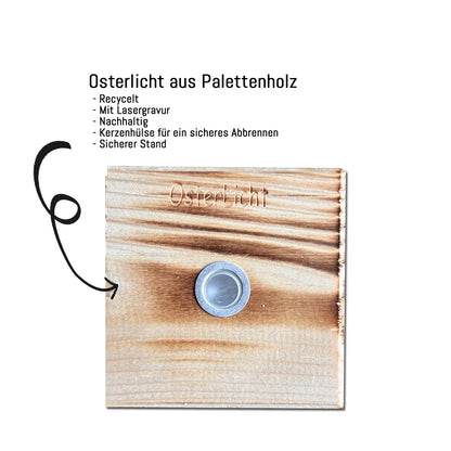 Osterkerze Upcycling aus recyceltem Palettenholz