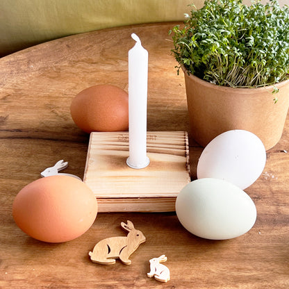 Osterkerze Upcycling aus recyceltem Palettenholz
