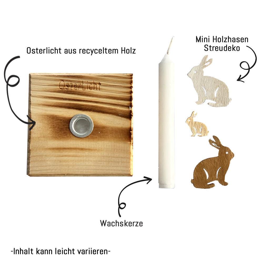 Osterkerze Upcycling aus recyceltem Palettenholz