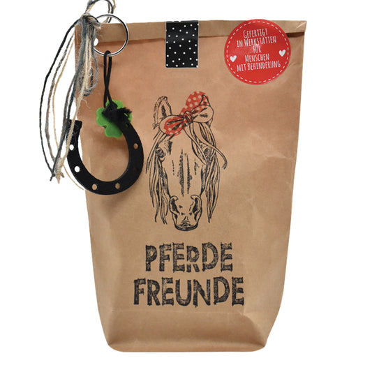 Wundertüte in braun bestempelt mit Pferdekopf als Geschenk für Pferdeliebhaber