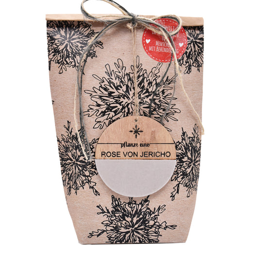 Wundertüte Rose von Jericho bedruckt mit der Rose von Jericho und Dekoanhänger