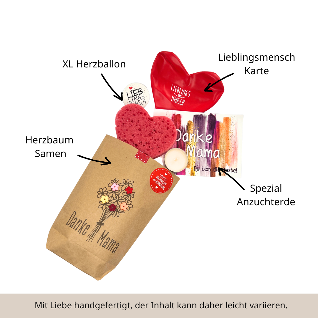 Danke Mama Geschenk: Wundertüte mit Filzblüten Strauß