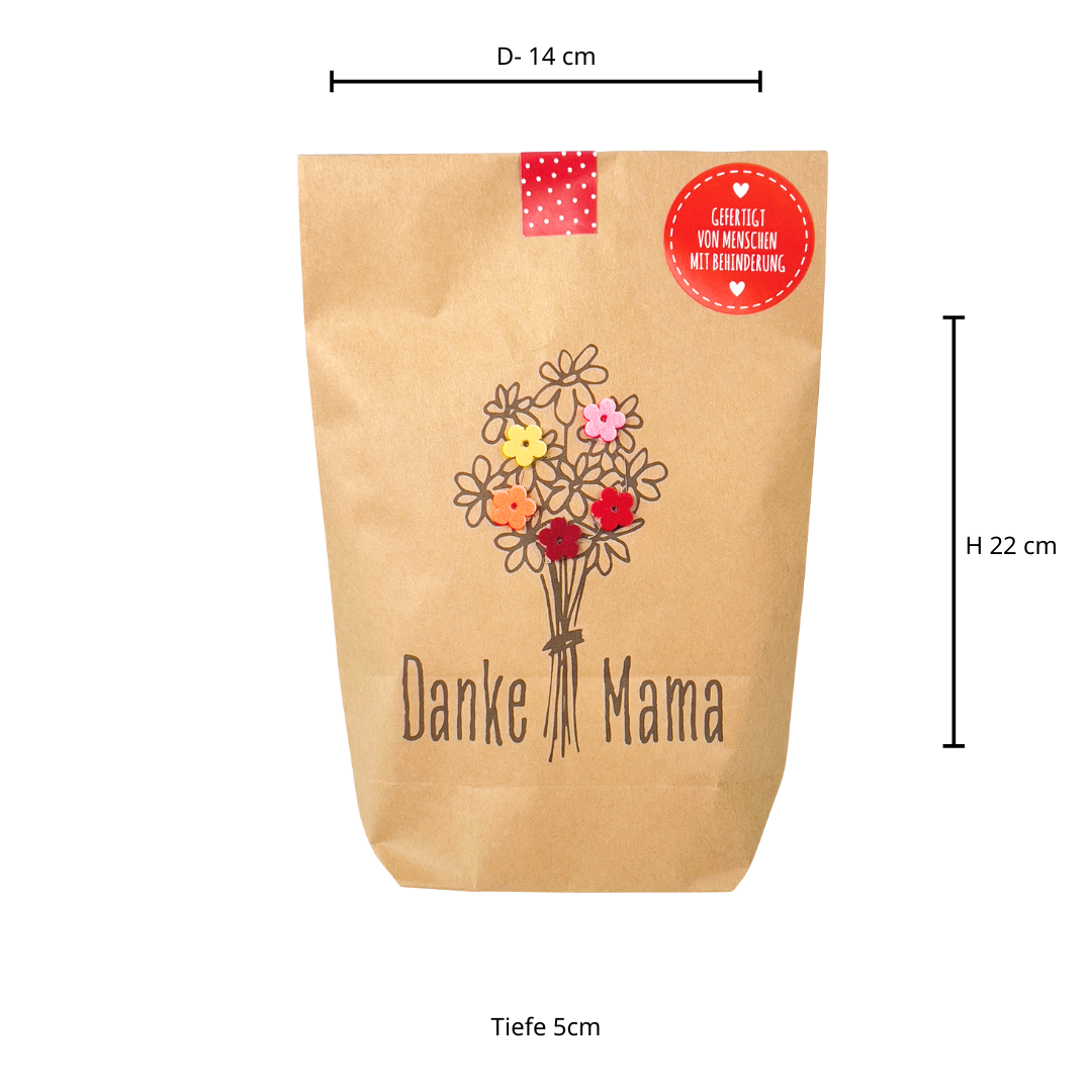 Danke Mama Geschenk: Wundertüte mit Filzblüten Strauß