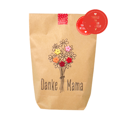 Danke Mama Geschenk: Wundertüte mit Filzblüten Strauß