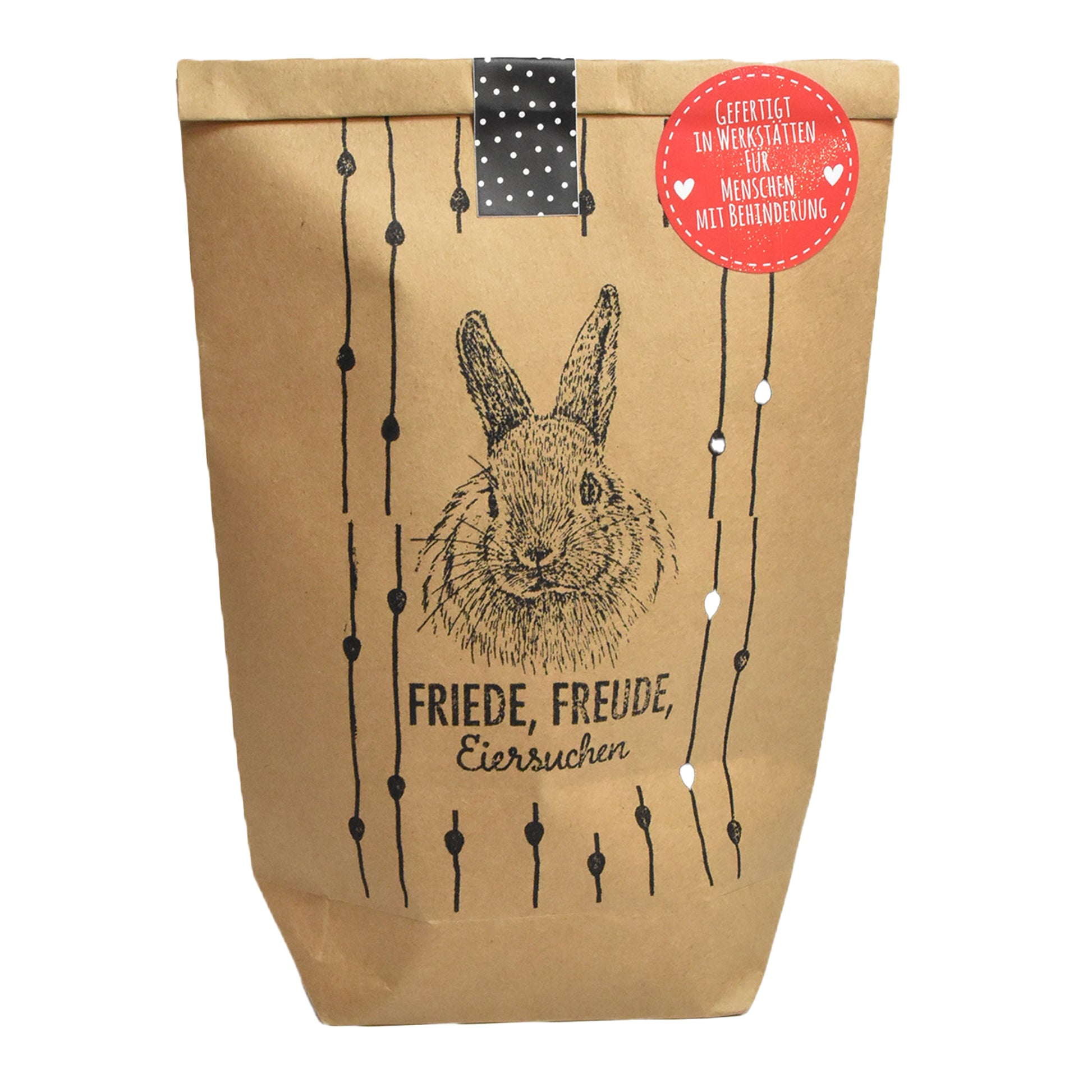 Wundertüte in braun bestempelt mit Hase als Eiersuche geschenk