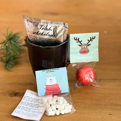 Rudi Rentier Dose mit Trinkschokolade und Marshmellows