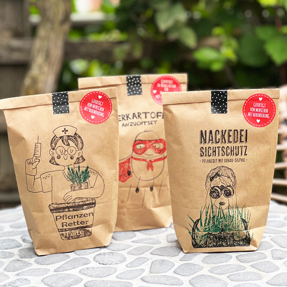 Verschiedene Wundertüten als Geschenk für Gartenfreunde