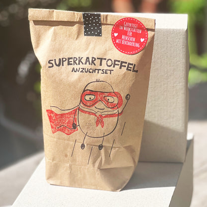 Super Kartoffeltüte auf Geschenkkarton