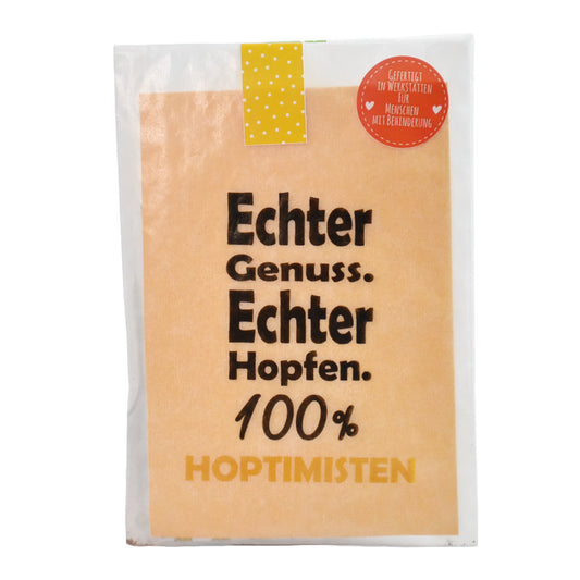 Saattüte mit Spruch: 100%Hoptimisten
