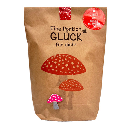 Eine Portion Glück für dich - Glückspilz Tüte für die extra Portion Glück