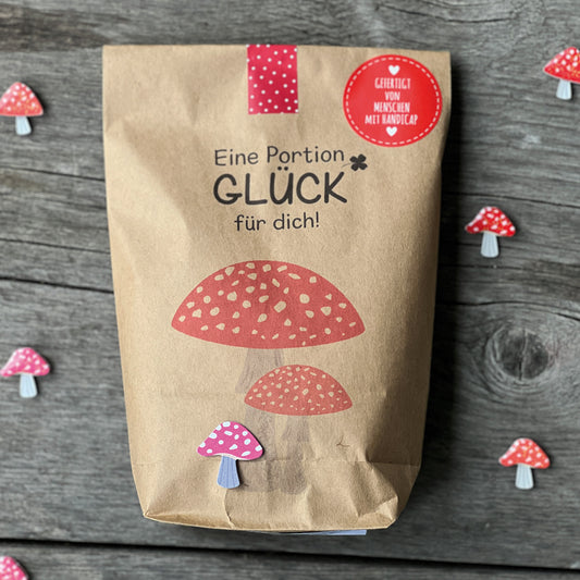 Eine Portion Glück für dich - Glückspilz Tüte für die extra Portion Glück