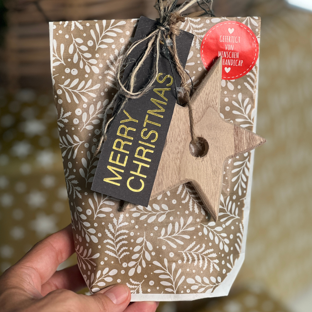 Merry Christmas Wundertüte mit Holzstern