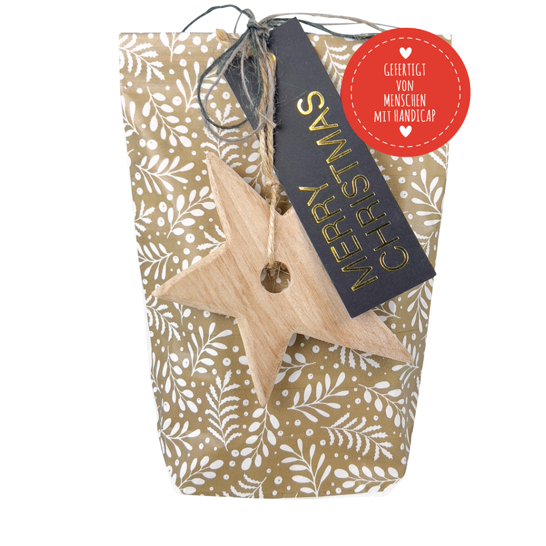 Merry Christmas Wundertüte mit Holzstern